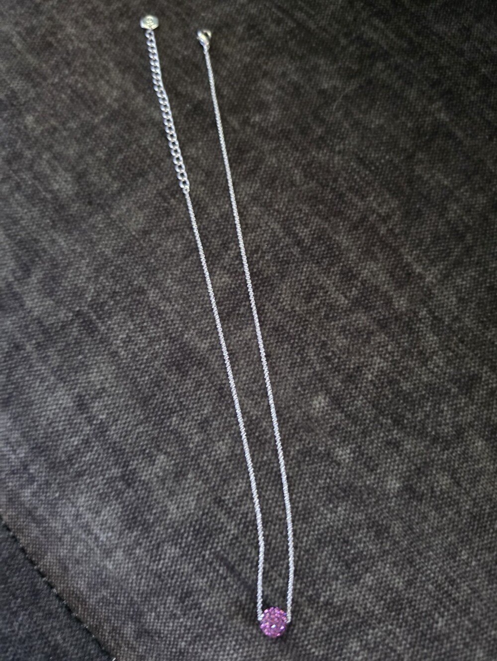 Touchstone Crystal By Swarovski Silver Necklace with Purple Crystal Ball Pendant